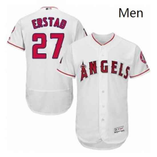Mens Majestic Los Angeles Angels of Anaheim 27 Darin Erstad White Flexbase Authentic Collection MLB Jersey